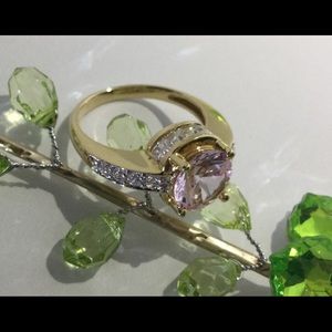 14K Gold Pink CZ Ring